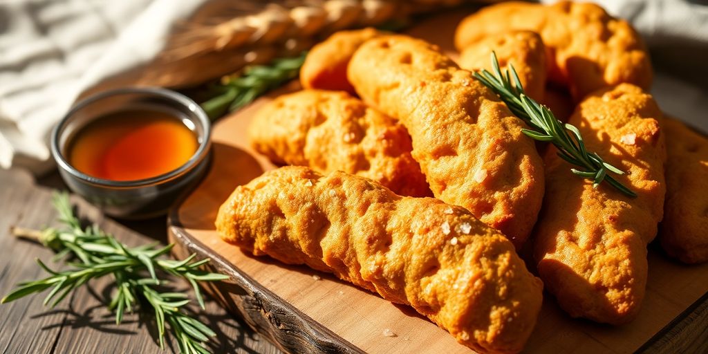 Biscottini luganesi croccanti su piatto rustico con rametti aromatici freschi
