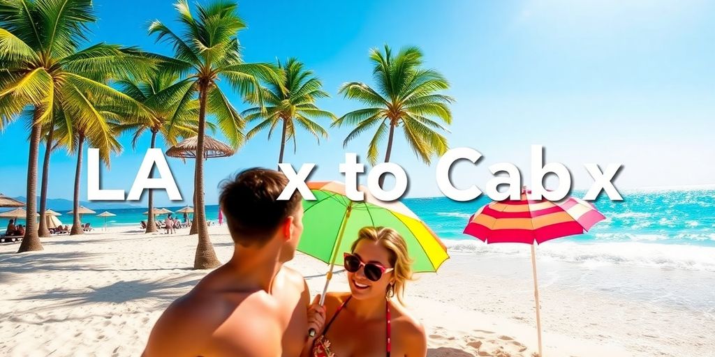 Couple relaxing on a beach in Cabo San Lucas.