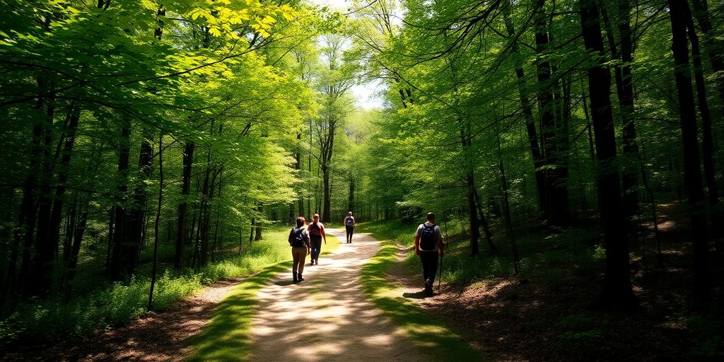 Hikers on a scenic, easy trail.
