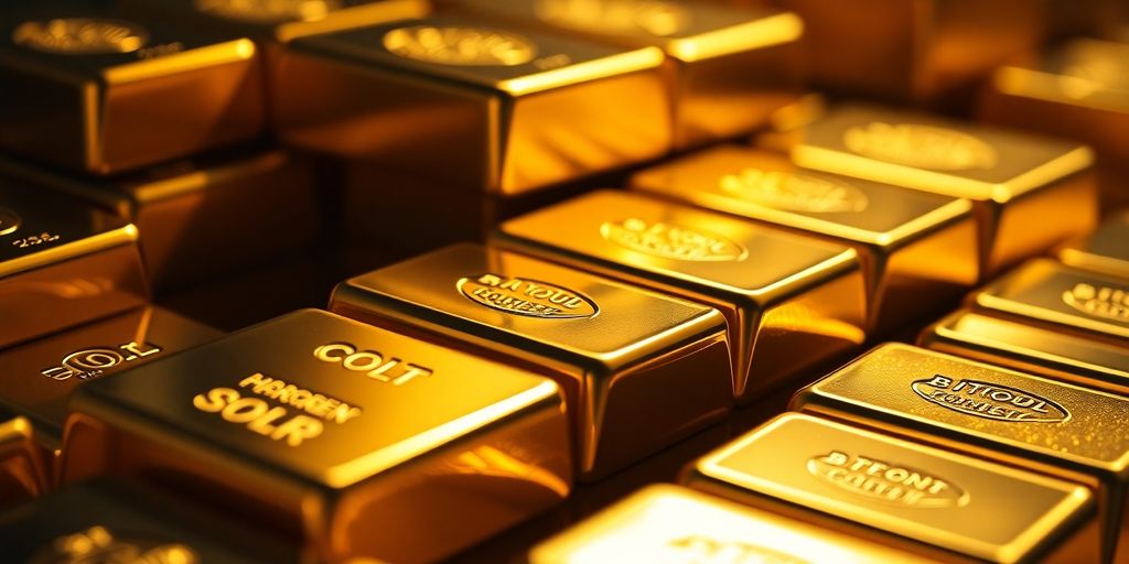 Des barres d'or empilées brillantes et dorées.