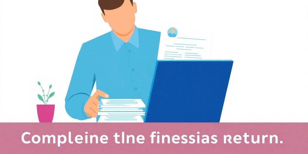 Illustrasjon av person som organiserer dokumenter for næringsoppgave.