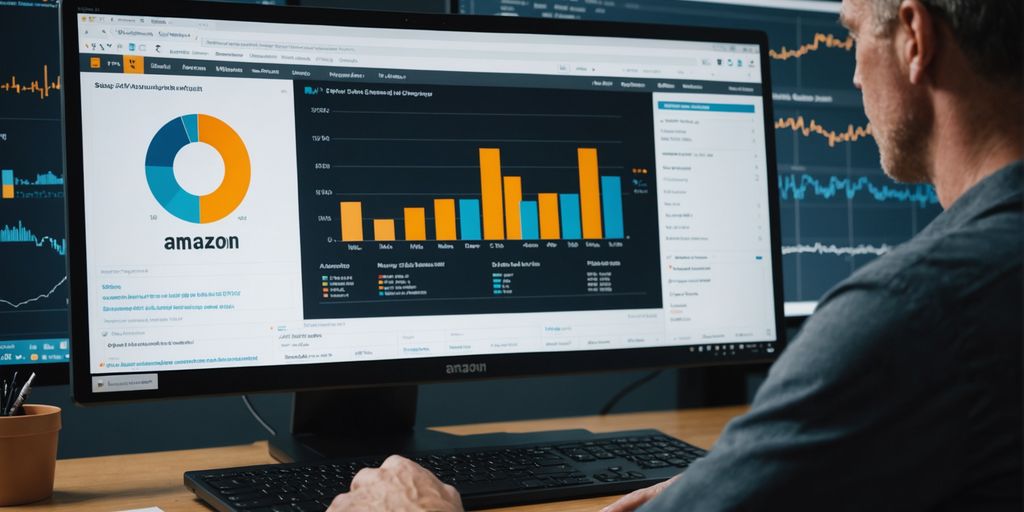 Person analyzing data charts on computer
