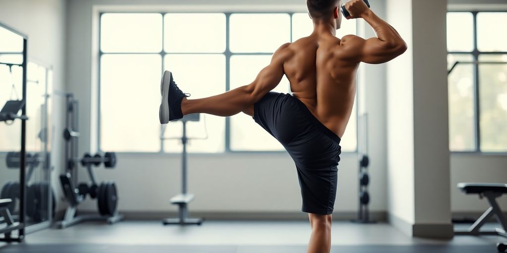 Man performing single leg deadlift with perfect form.