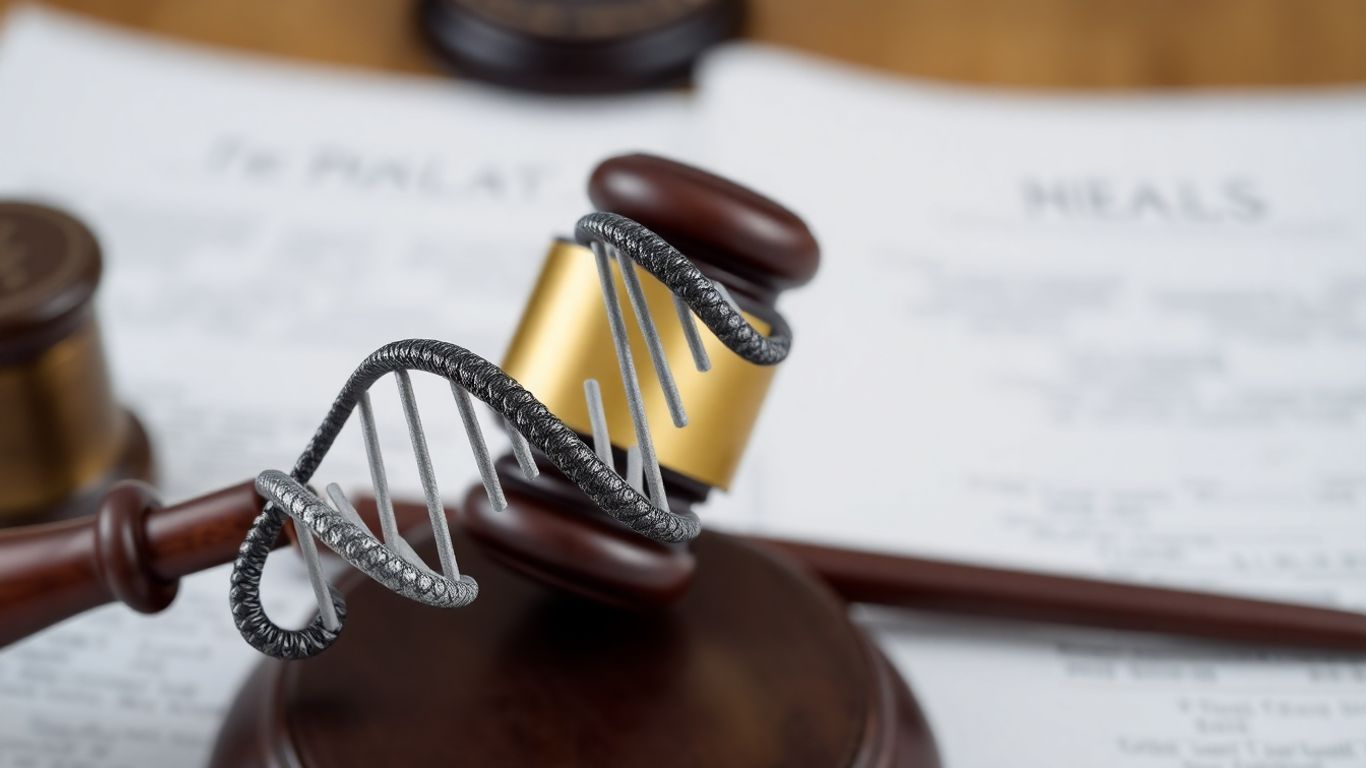 DNA helix and legal gavel