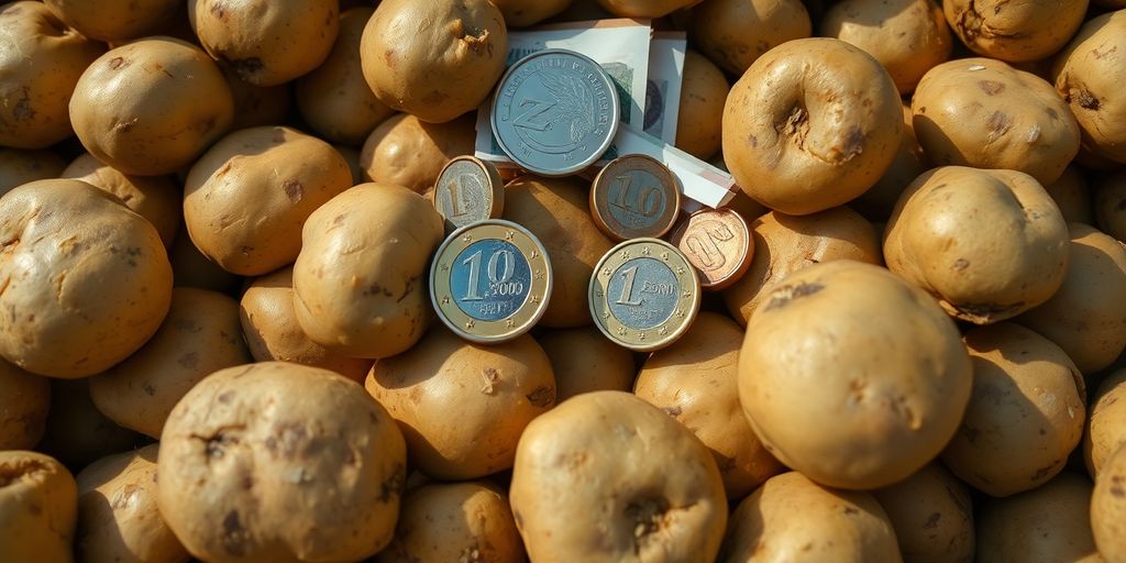 Biologische aardappelen en geld.