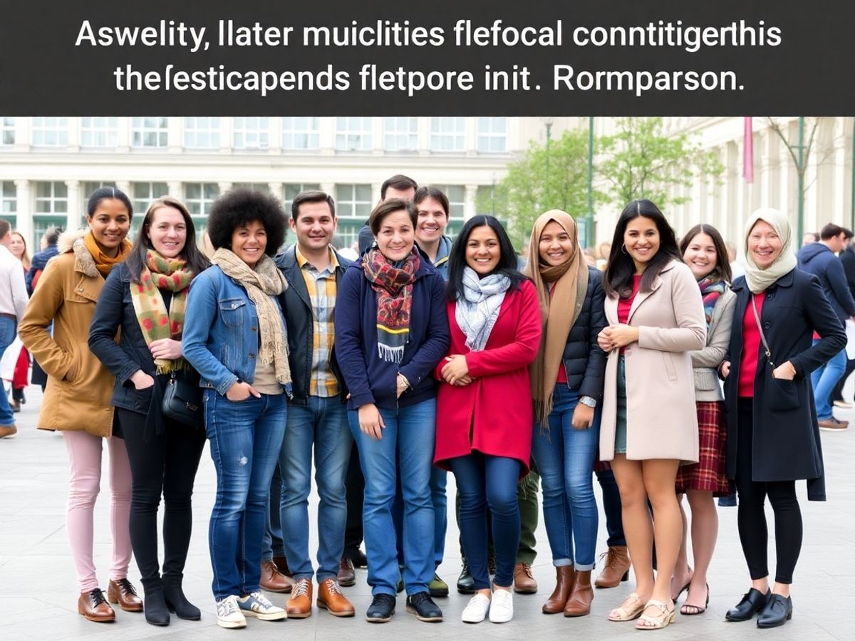 Grup divers de oameni care sprijină incluziunea minorităților.