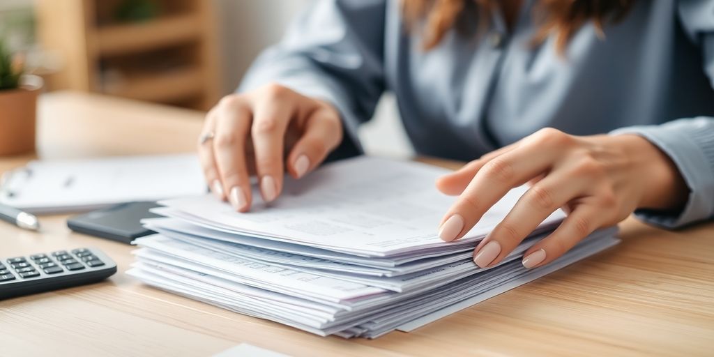 Femme gérant des documents