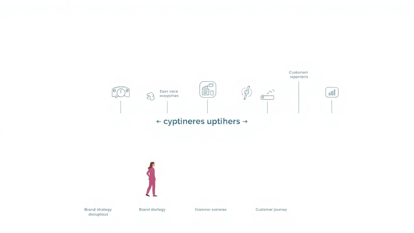 Moderne illustrasjon av kundereisen med merkevarestrategi.
