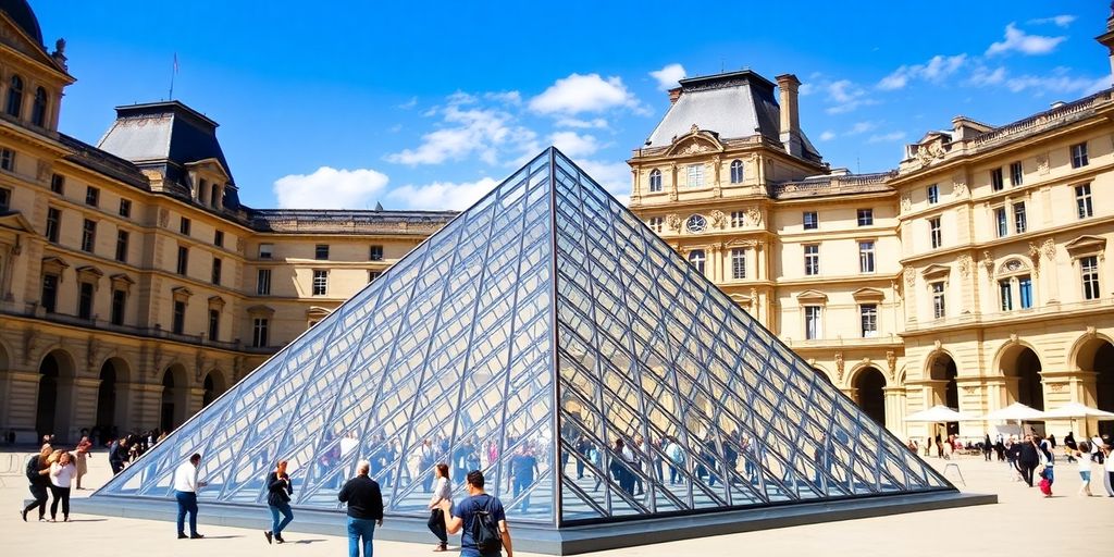 Vue du Louvre avec la pyramide