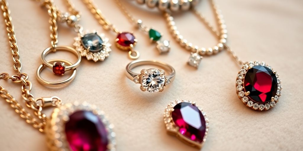 Bijoux en gros plan sur un fond en velours.