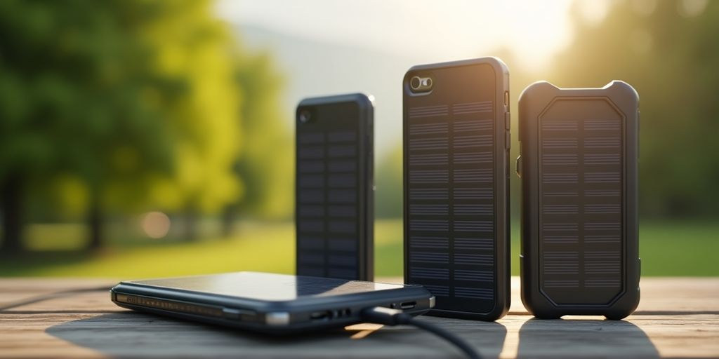 Fotografische Darstellung von Solar-Powerbanks in der Natur