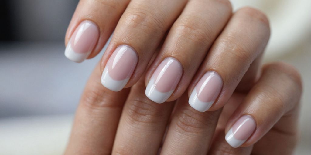 Ballerina-shaped nails with French tip design