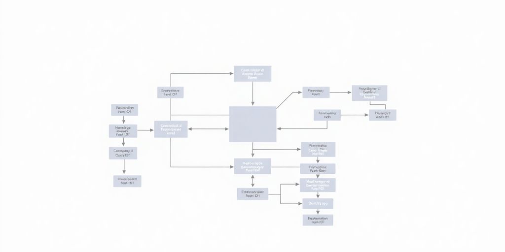 Flowchart with arrows and boxes, illustrating a process