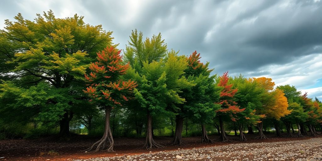 Strong, stable trees against diverse sky.