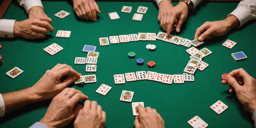 Poker mahjong game with tiles and chips