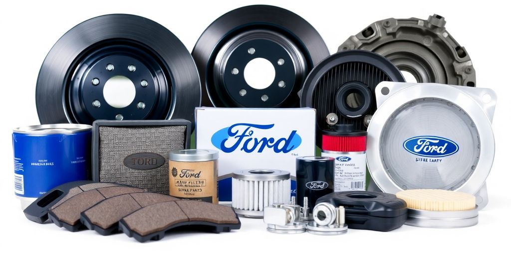 High-quality Ford spare parts arranged neatly for repair.