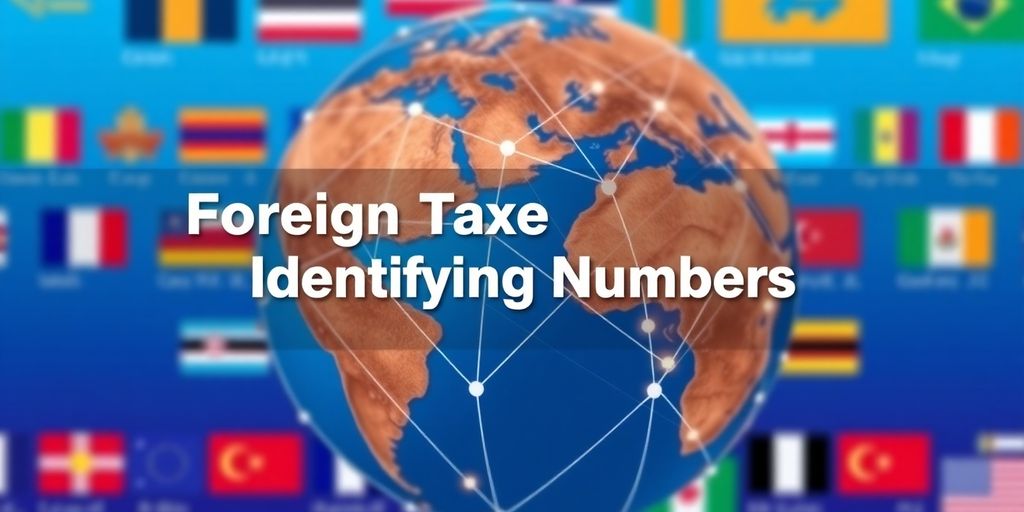 Globe with flags, illustrating global tax identification.