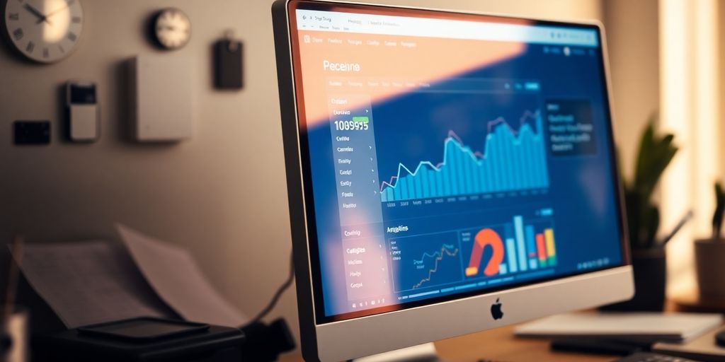 Computer screen with website analytics in a workspace.