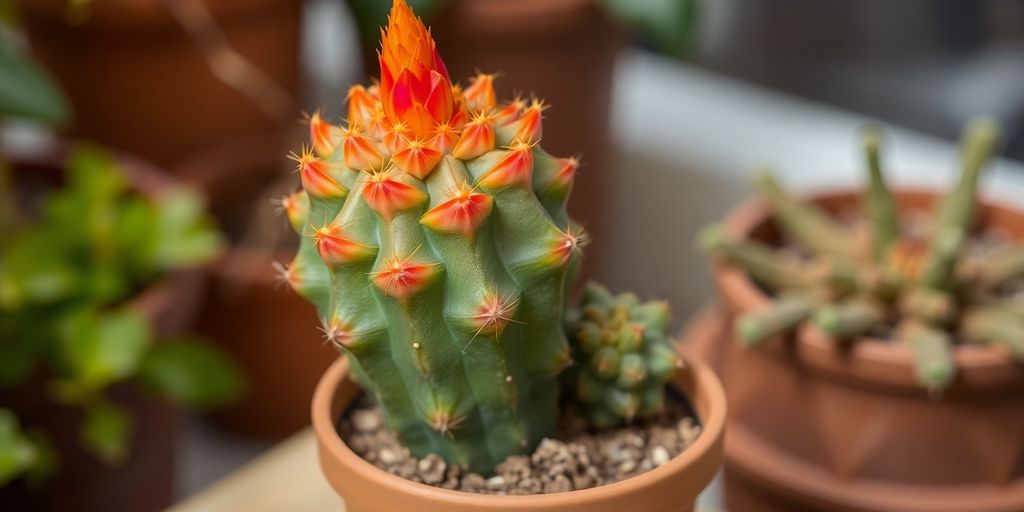 Cactus Gymnocalycium mihanovichii rojizo en maceta