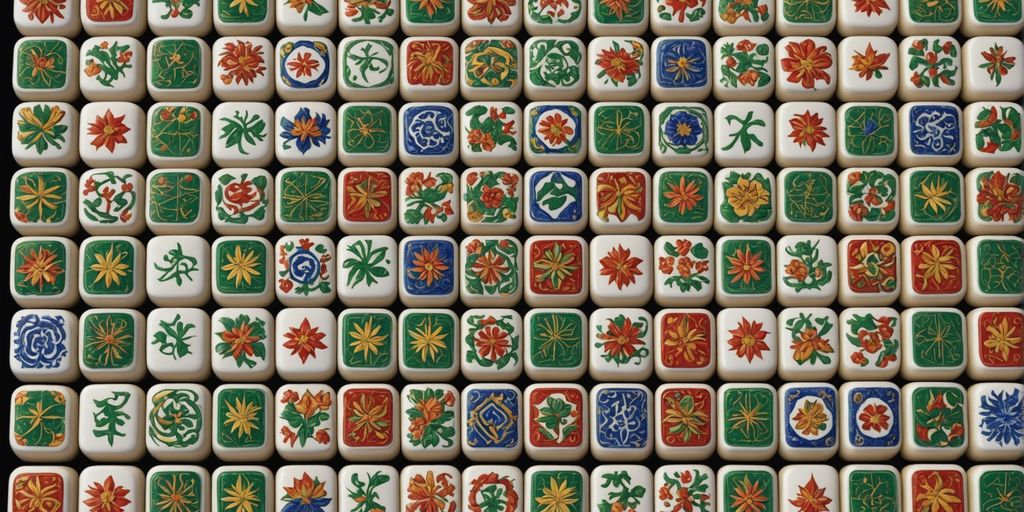 Colorful Mahjong tiles in an intricate pattern.