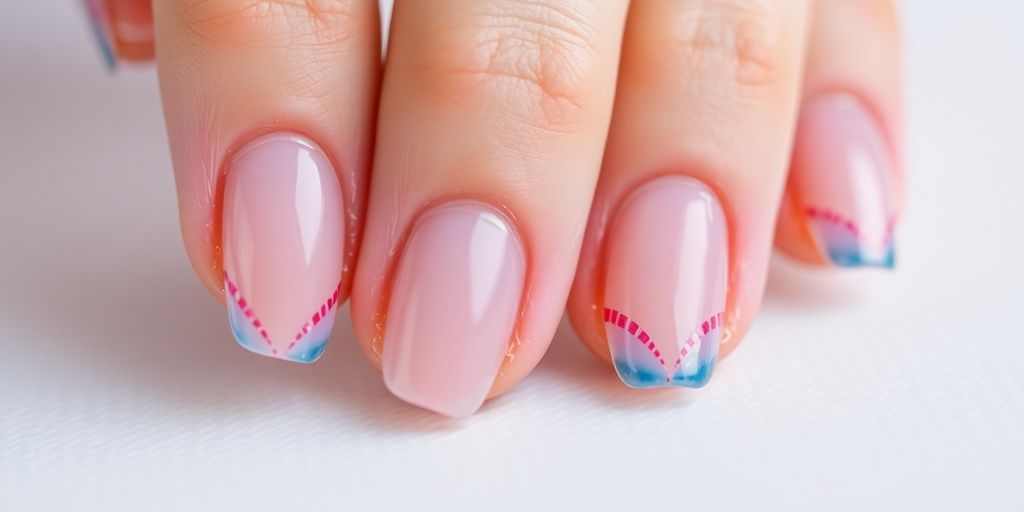 Unhas em gel pequenas e bem cuidadas.