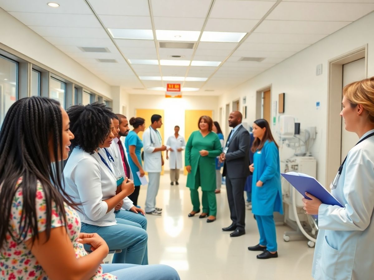 Pacienți primind îngrijiri medicale într-un spital modern.