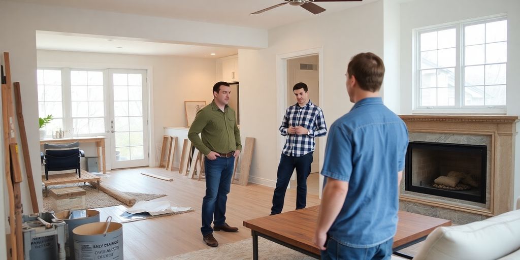 Buckhead home remodel with contractor overseeing construction.