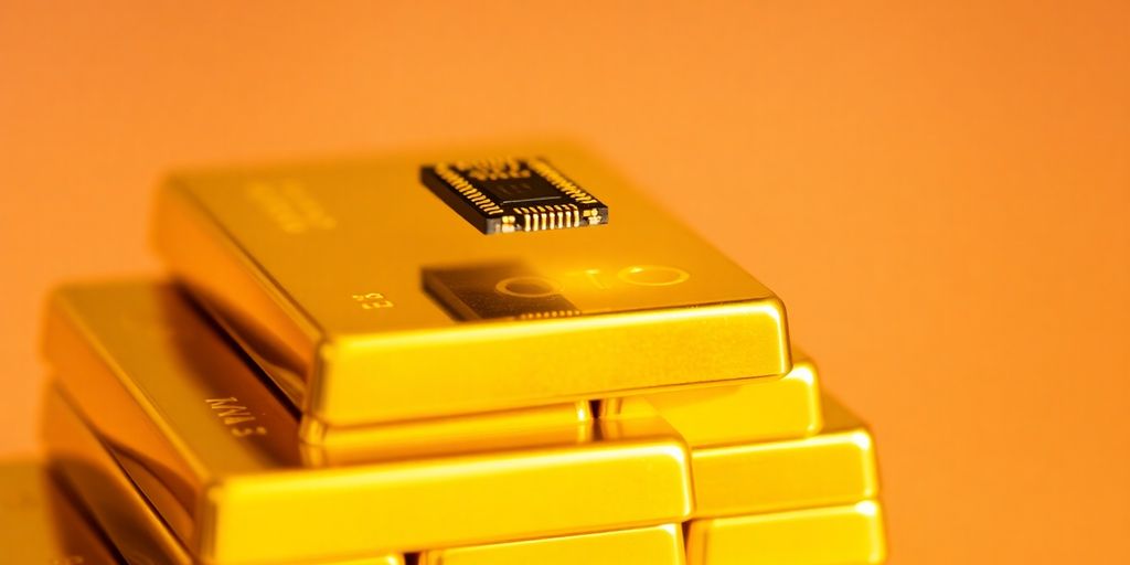 Lingots d'or et puces électroniques