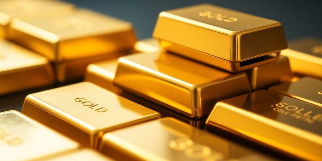 Lingots d'or empilés brillants et luxueux.
