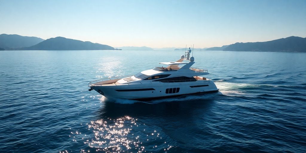 Luxury yacht sailing on Vancouver's coast.