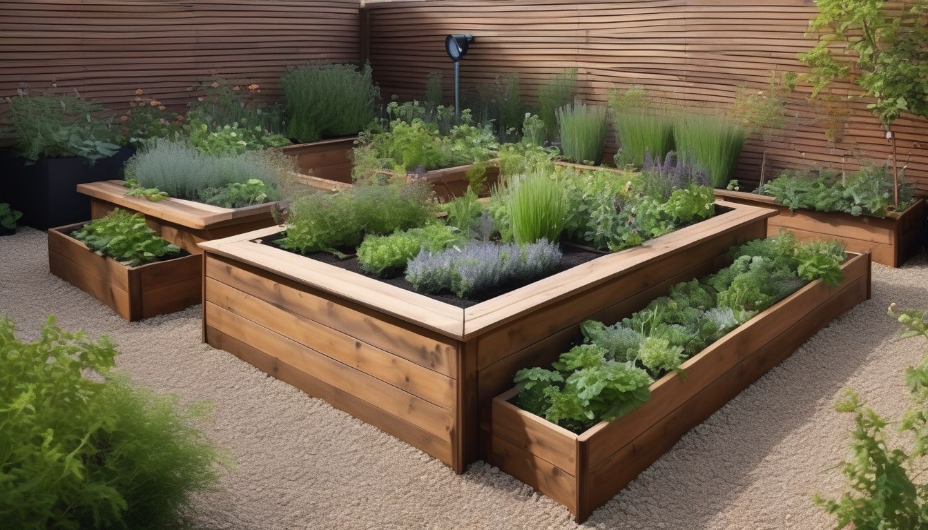 herb garden in raised bed in UK garden