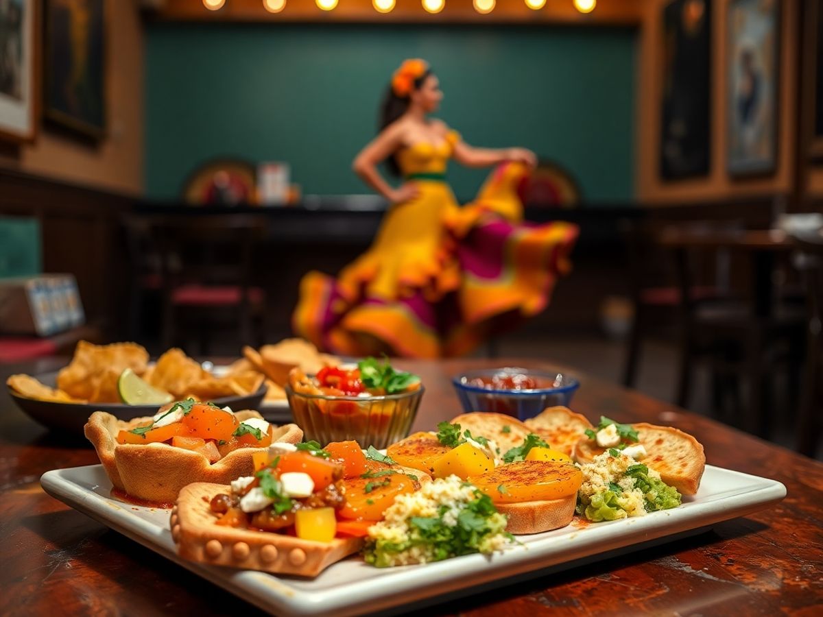 Tapas espagnoles traditionnelles et danseuse de flamenco à Séville.
