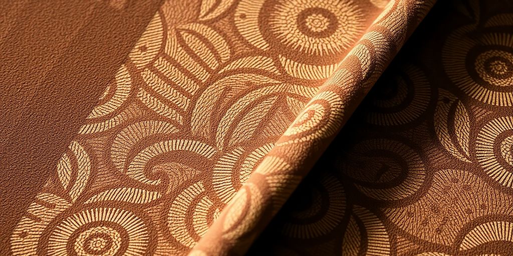 Soft suede fabric with intricate patterns.