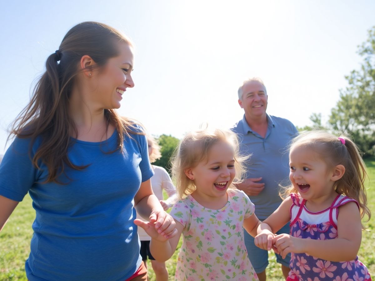 Părinți și copii bucurându-se de activități în aer liber.