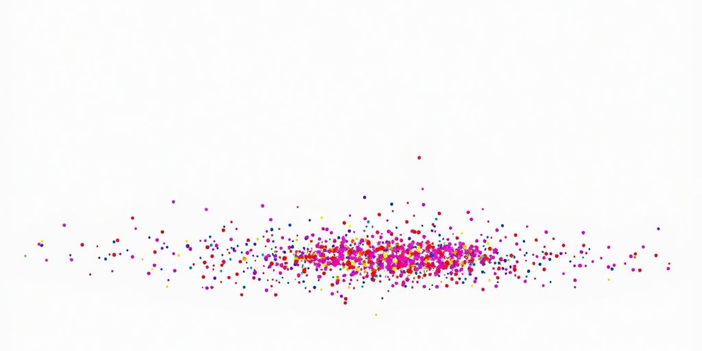Colorful data points arranged in distinct groups.
