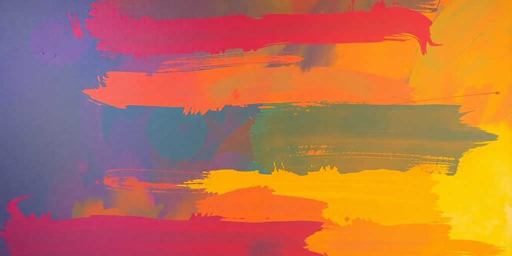 Painting transitioning from dark to bright colors.