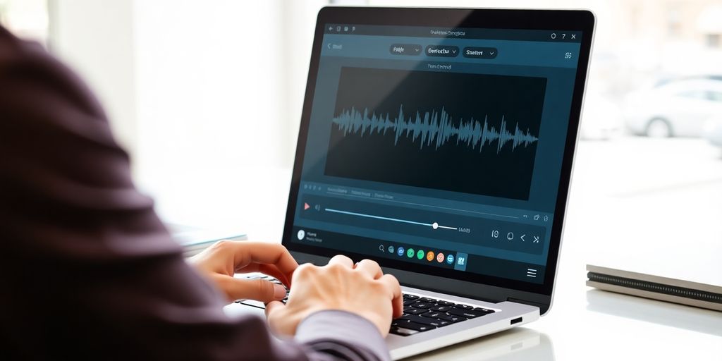 Person using screen recording software on a laptop.