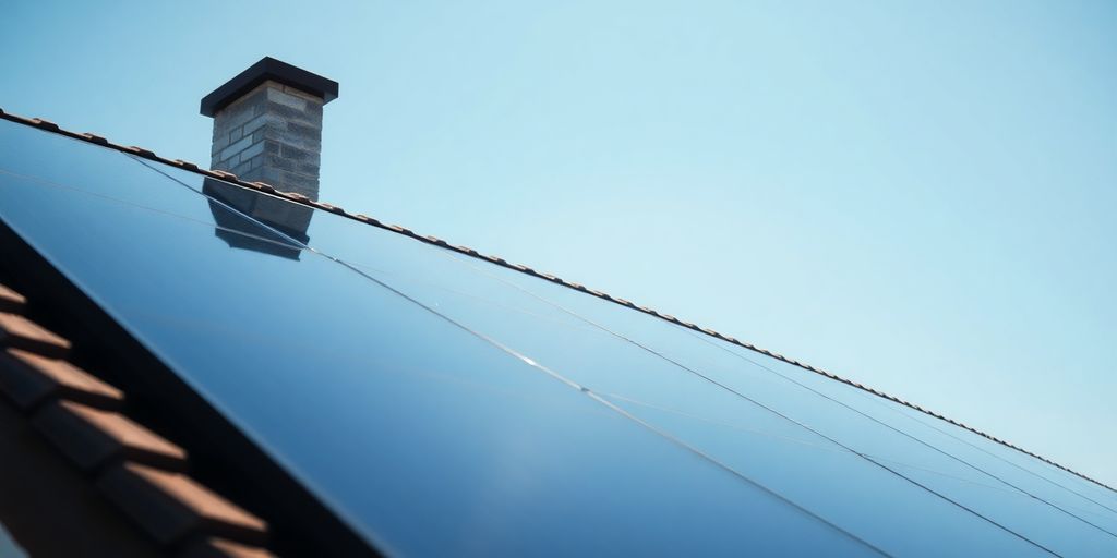 Solar panels on a house roof