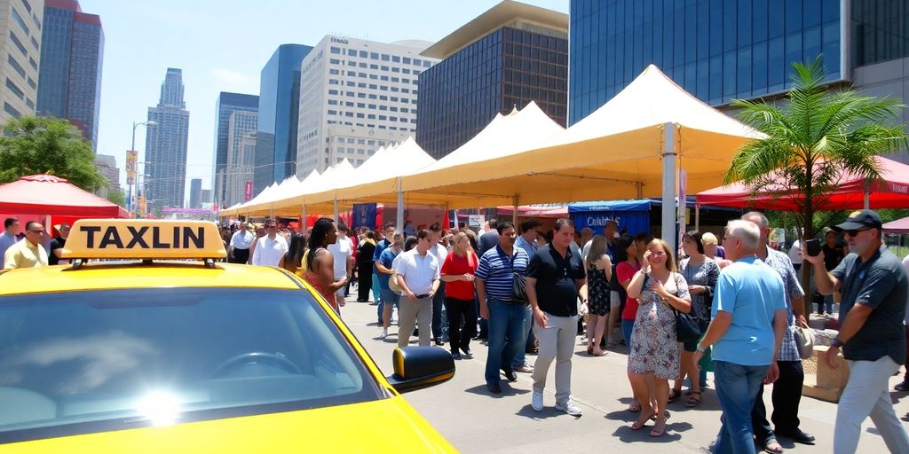 Yellow cab arriving at Dallas event.