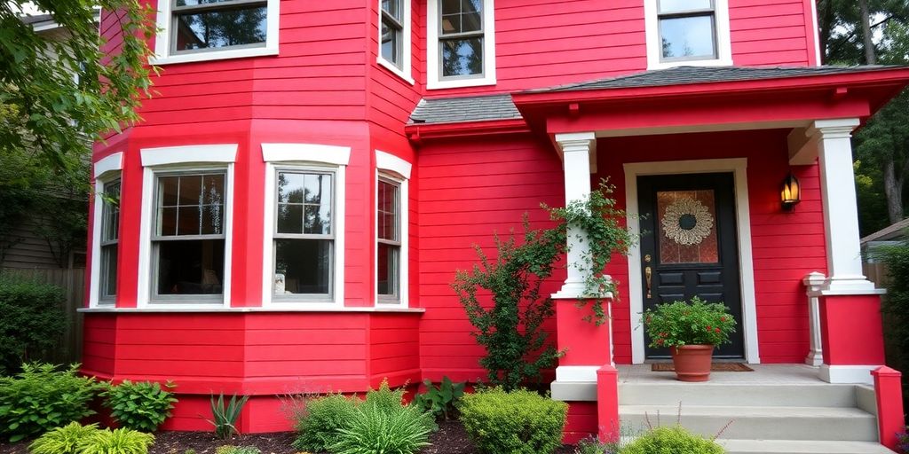 Restored home with fresh paint and vibrant garden.