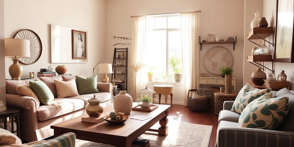 Cozy living room with Hobby Lobby decor.