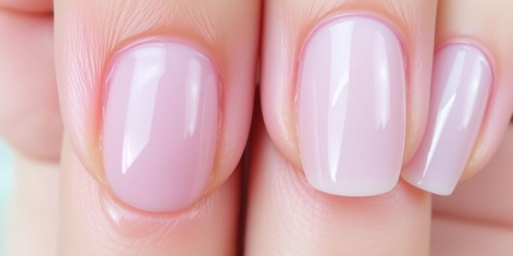 Comparison of gel and fiberglass nails on a hand.