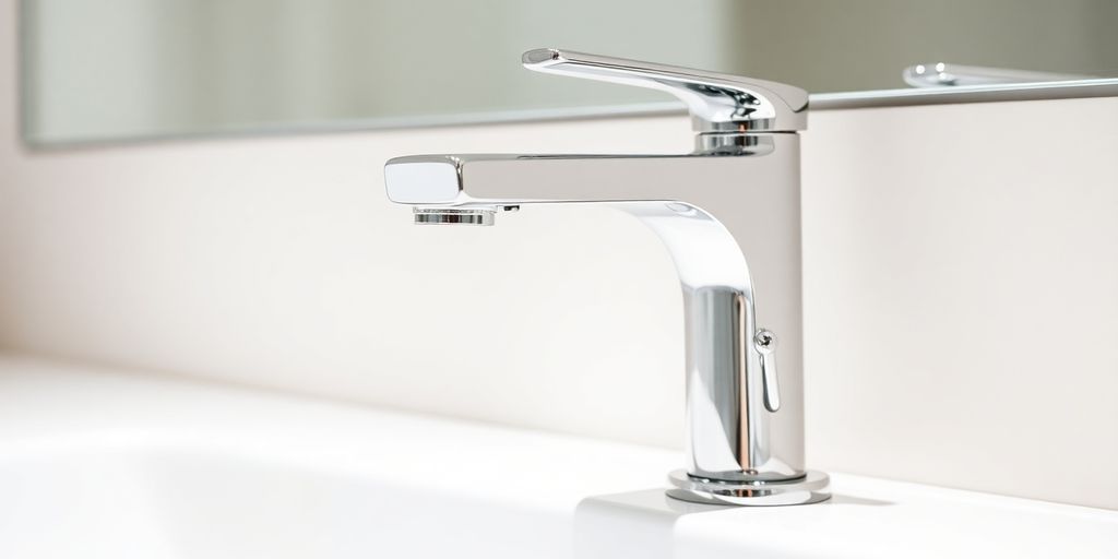 Elegant bathroom tap with luxurious finish.