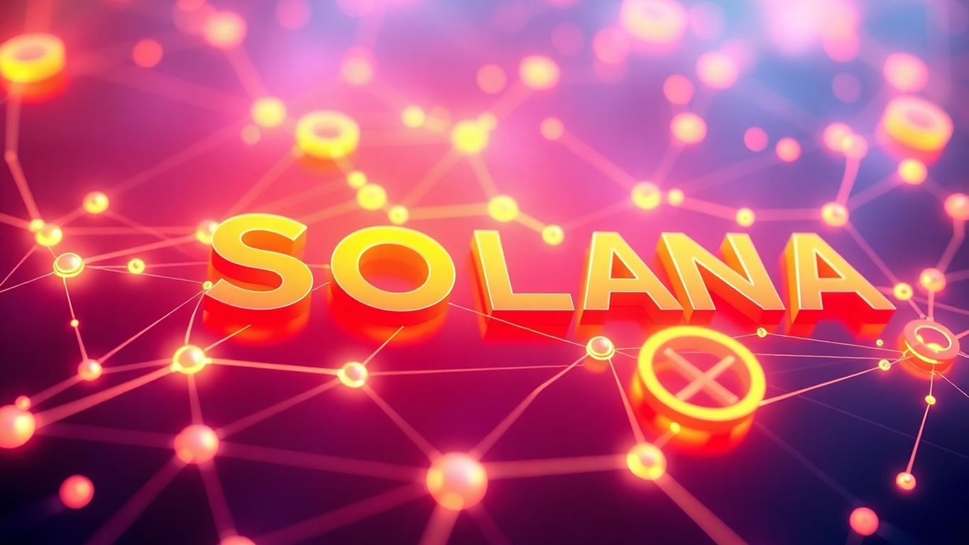 Solana blockchain network connecting digital assets.