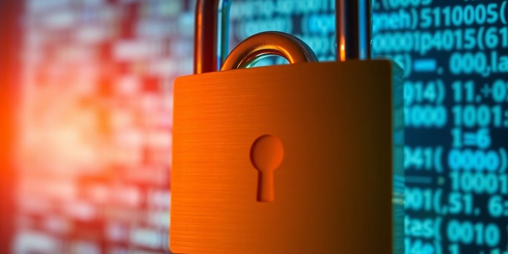 Digital lock on blockchain background for smart contract security.