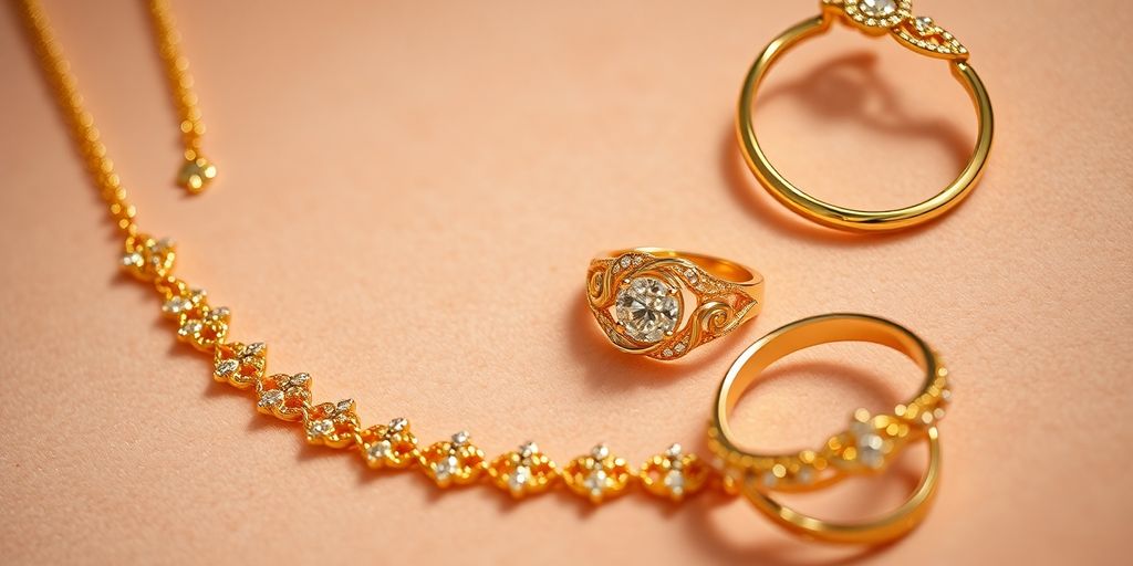Bijoux en or sur une surface en velours.