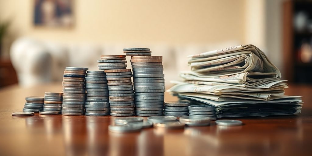 Coins and bills spilling from a piggy bank.