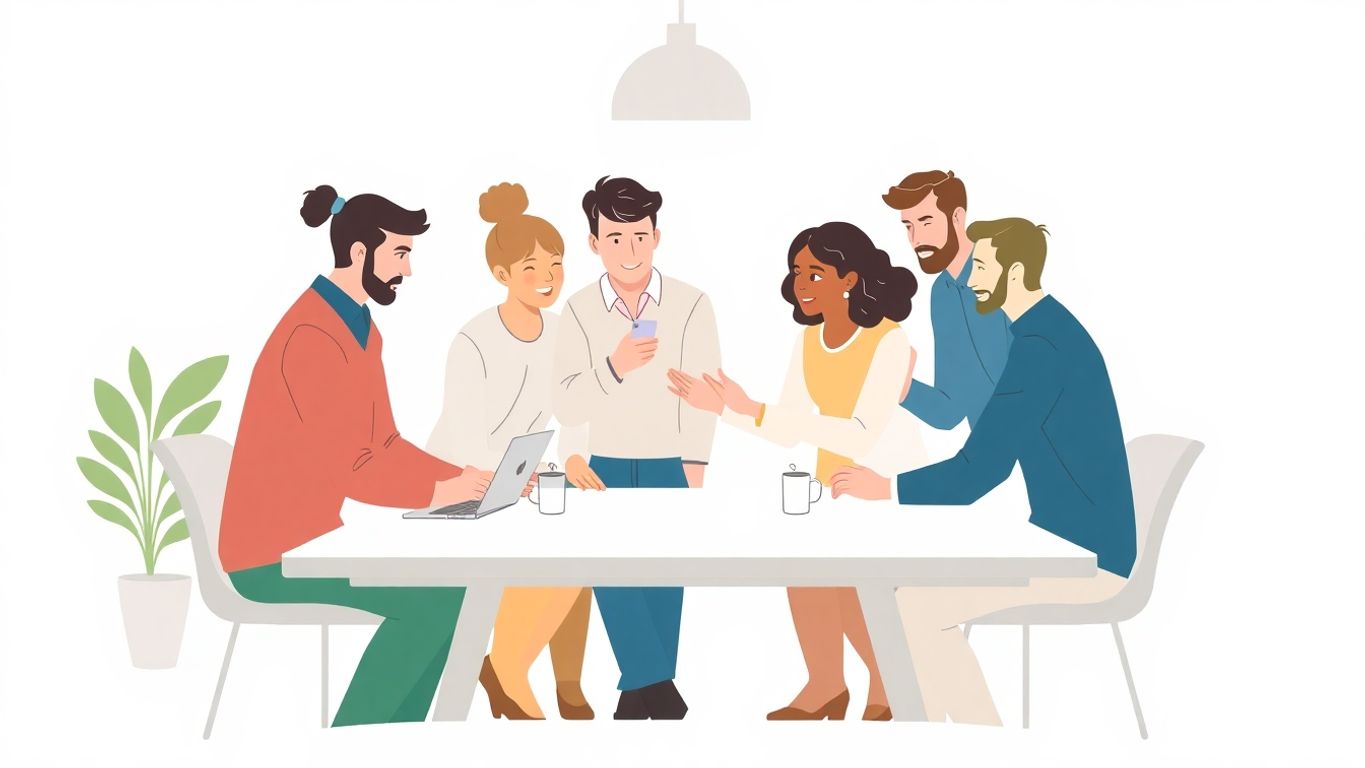 Et mangfoldig team samarbeider rundt et bord.