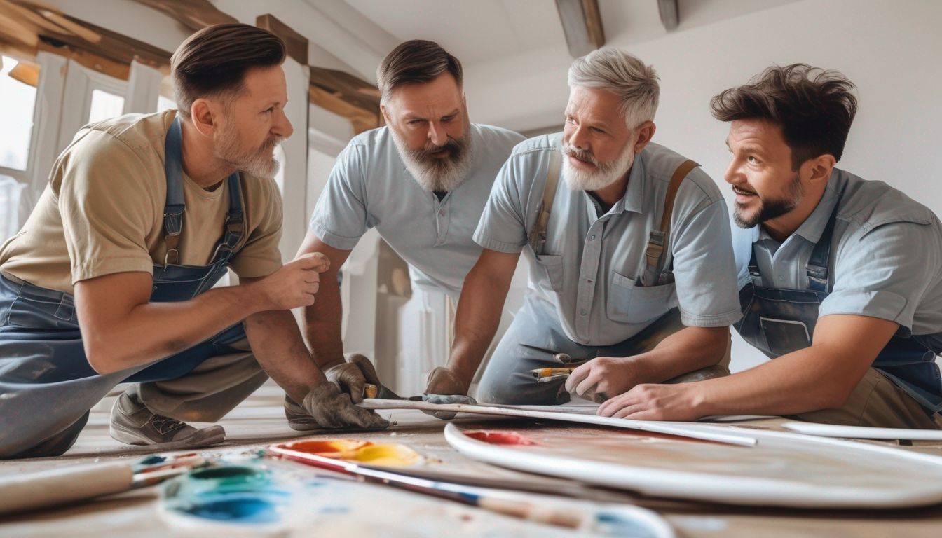 professional painters discussing project with client