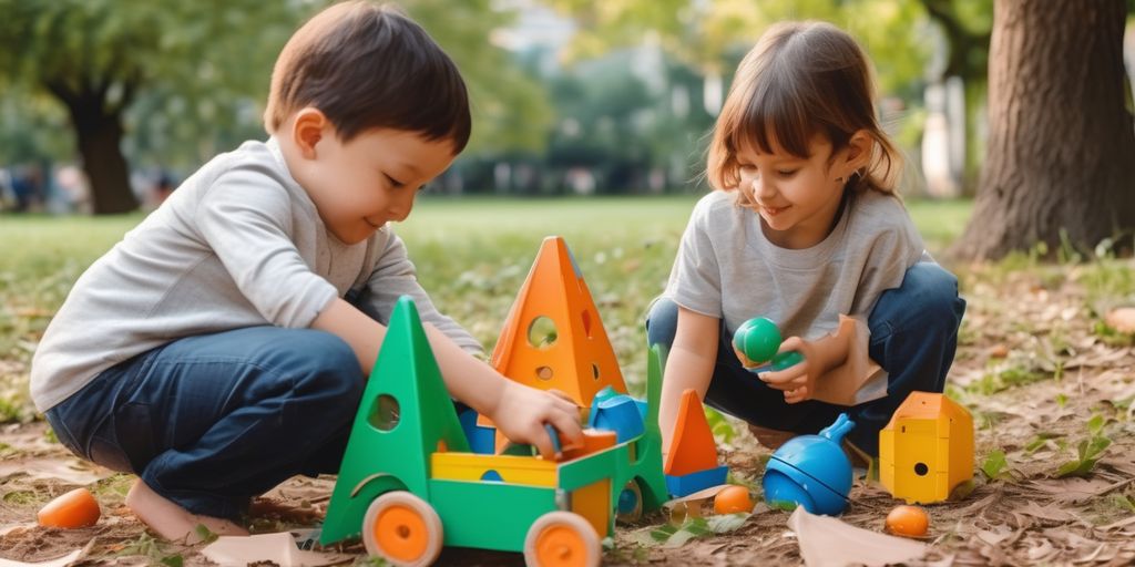 children playing with eco-friendly toys in a park